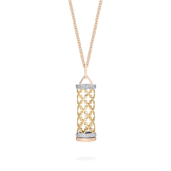Diamond Message Pendant Necklace, Tri-Gold